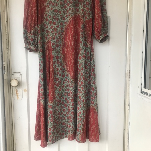 Polo Ralph Lauren Rust and blue Floral/Paisley Fall Patch Print Long Maxi Dress - Picture 3 of 5